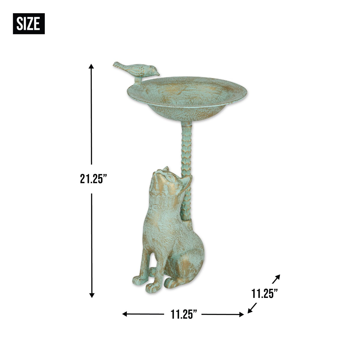 Unique Green Cat Birdbath