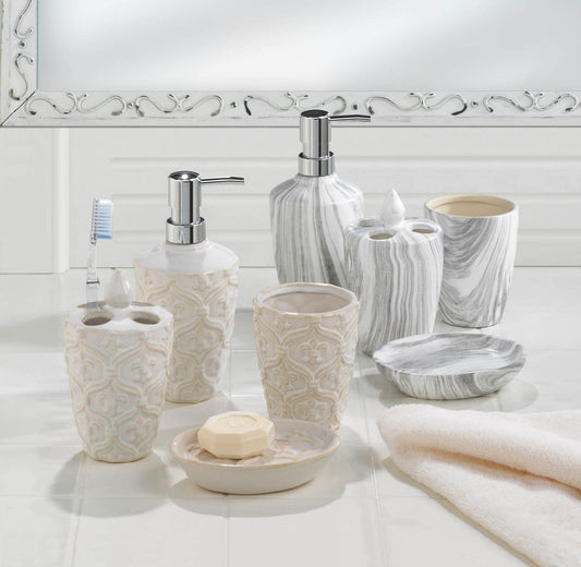 Marble Printed Bath Accessory Set