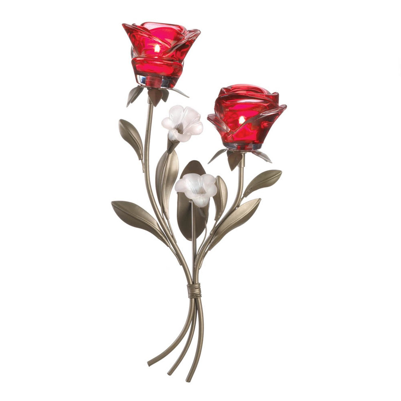 Romantic Glass Roses Wall Sconce
