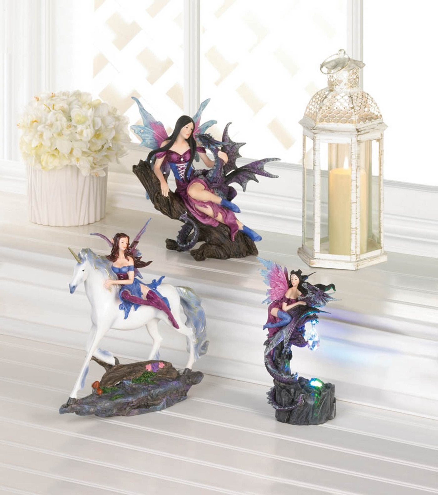 Light Up Fairy And Dragon Figurine