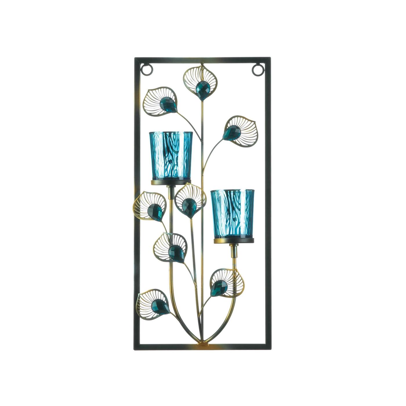 Peacock Two Candle Wall Sconce