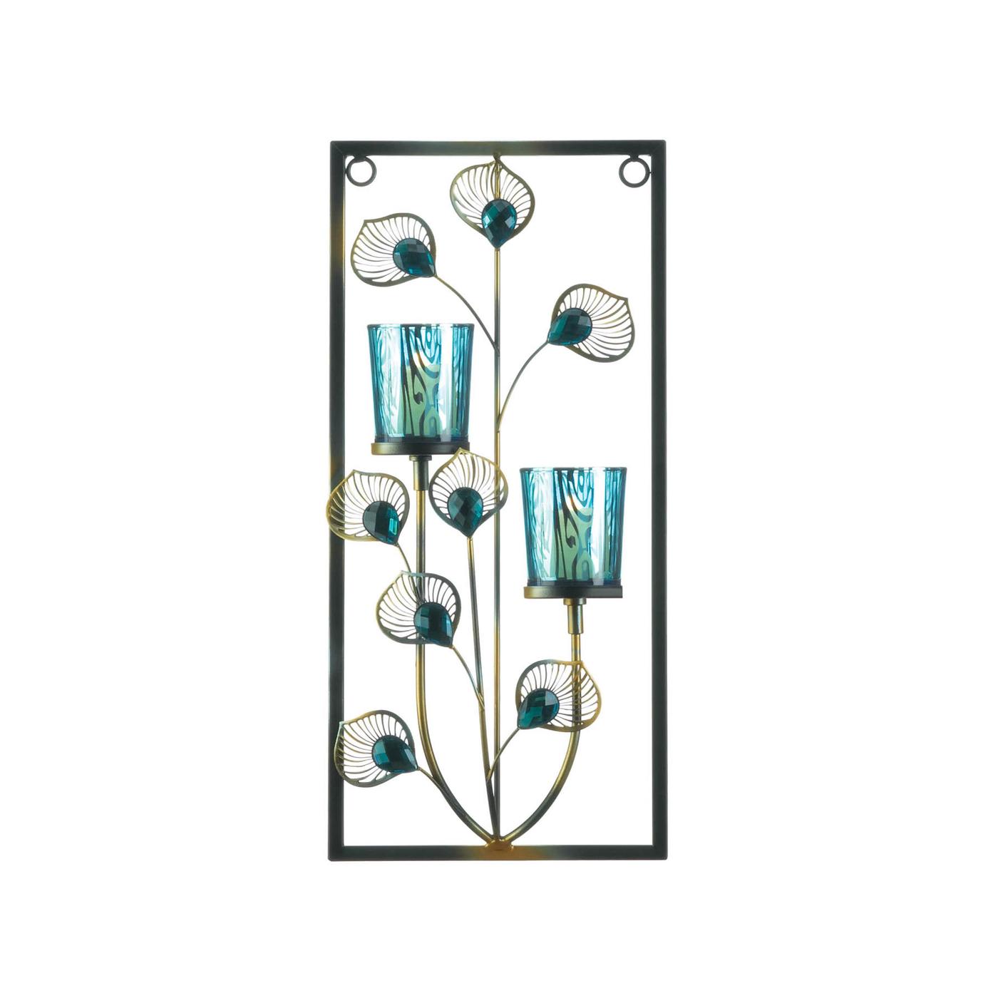 Peacock Two Candle Wall Sconce