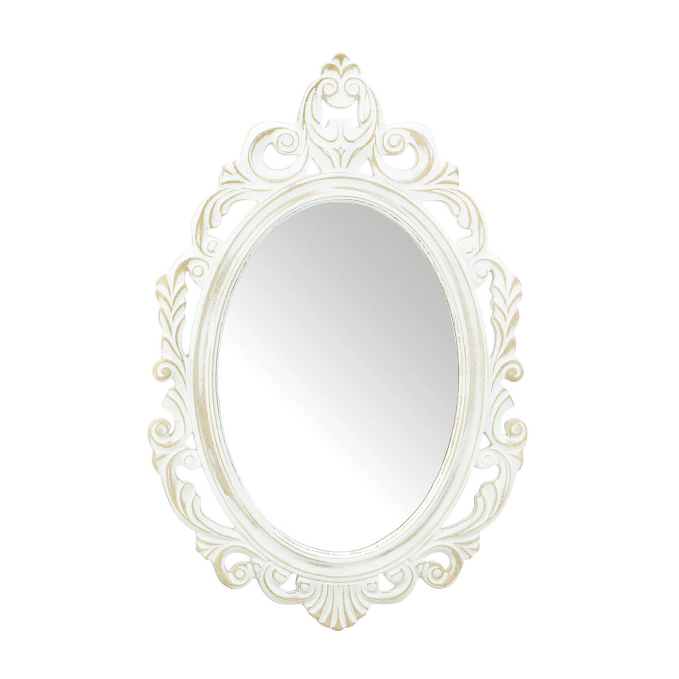 Antiqued White Wall Mirror