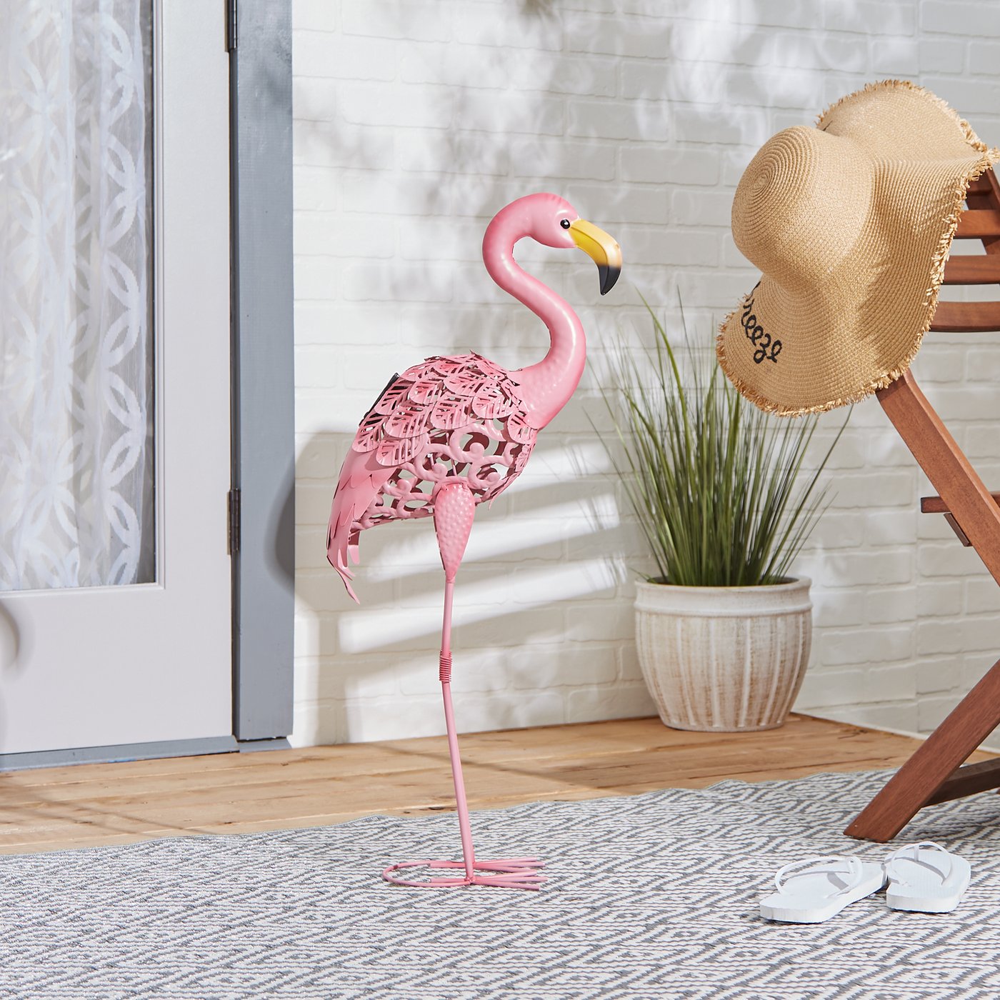Standing Tall Solar Flamingo Statue