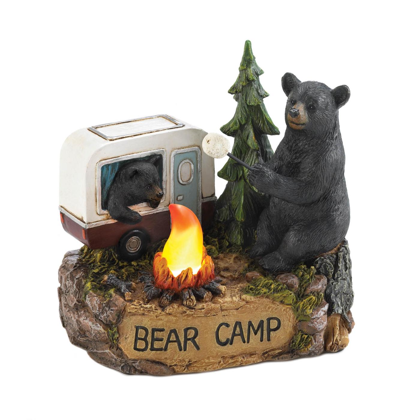 Camping Bear Family Light Up Figurine