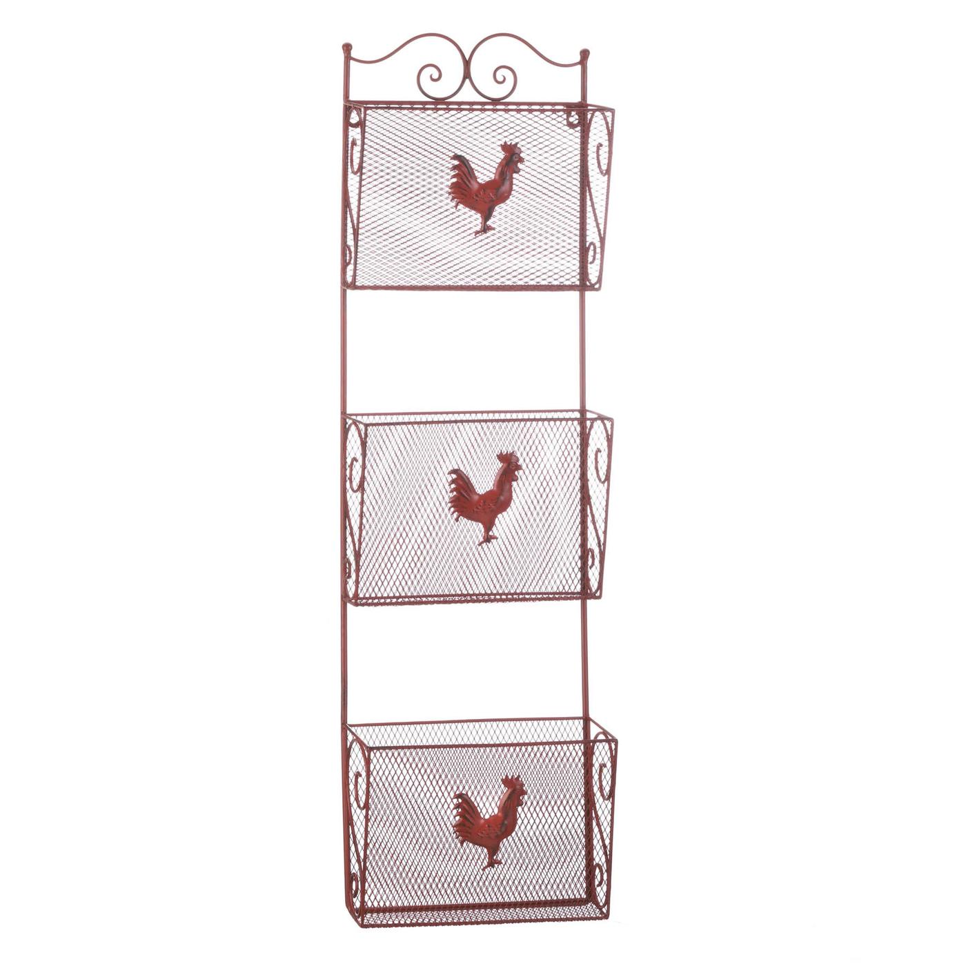 Red Rooster Triple Basket Organizer