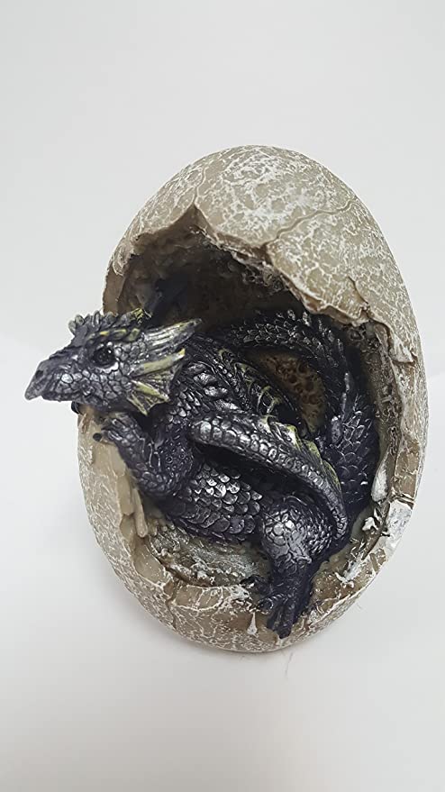 Purple Dragon Hatchling In Egg Casing Statue Figurine