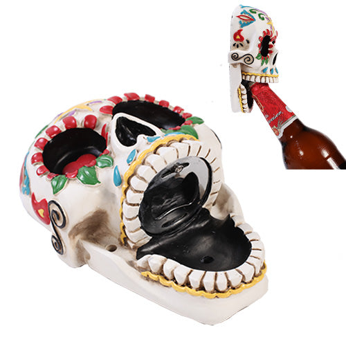 Day Of The Dead Skull Wall Mounted Bottle Opener Figurine