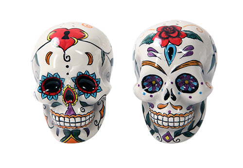 Day Of The Dead Skulls Salt Pepper Shakers Figurine