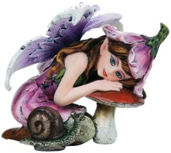 Garden Flower Fairy With Toadstool And Snail Decorative