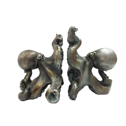 Antique Silver Octopus Decorative Bookends