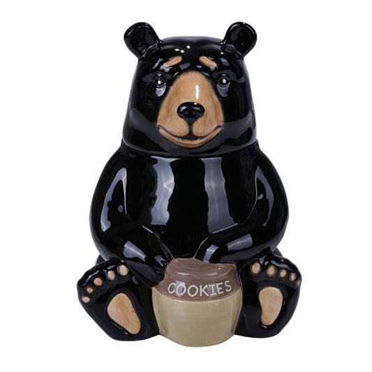Black Bear Glossy Ceramic Cookie Storage Jar