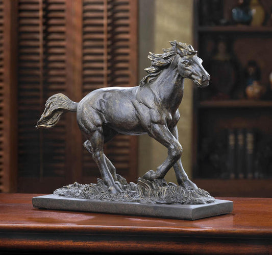 Wild Stallion Galloping Horse Figure Statue