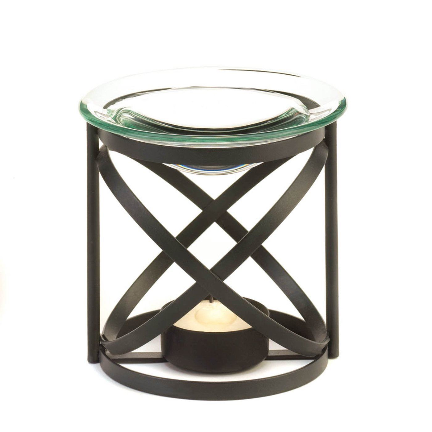 Black Metal and glass Orbital Oil Warmer by Fragrance Foundry