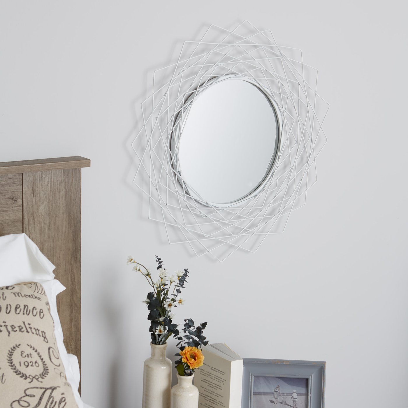 Geometric White Wall Mirror
