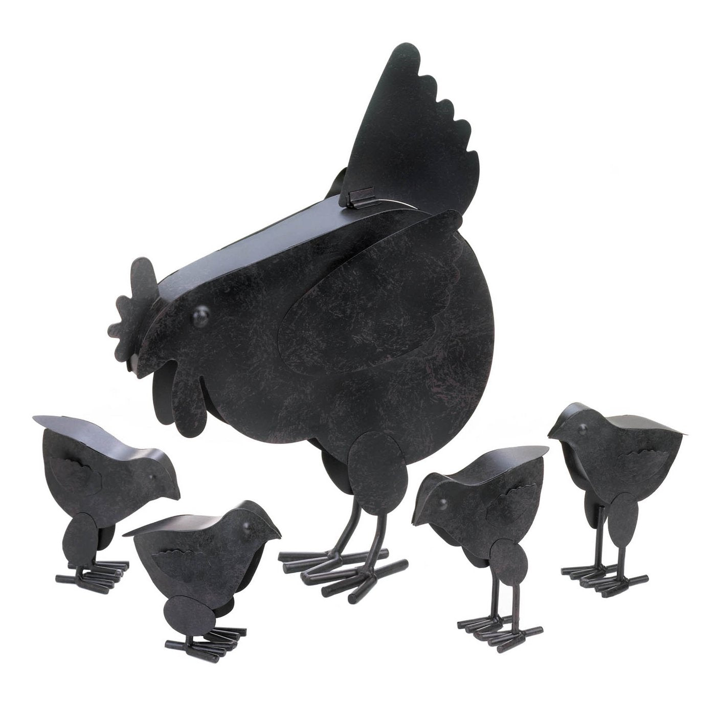 Black Hen With Chicks Sculpture