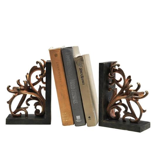 Elegant Brown Scroll Bookends