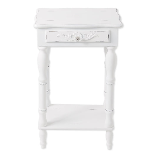 Carved White Side Table