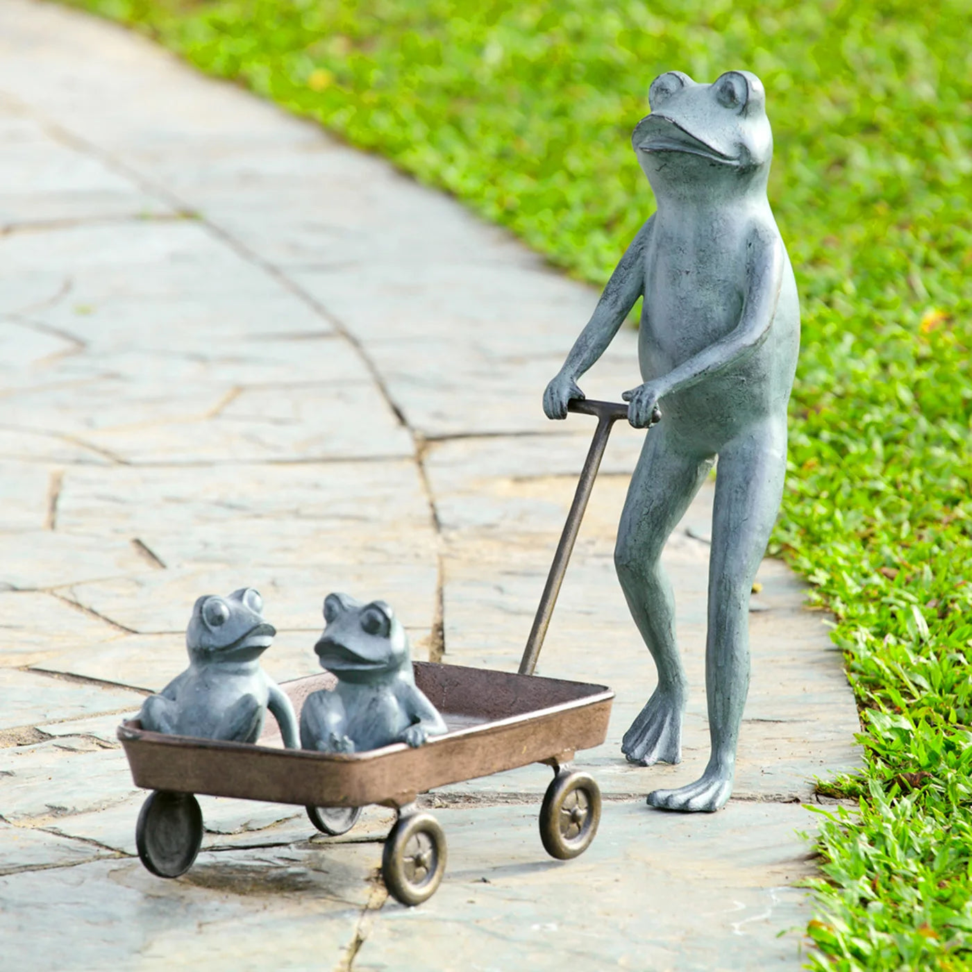 Frog Family With Wagon Planter