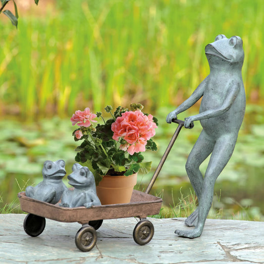 Frog Family With Wagon Planter