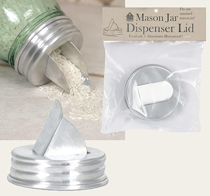 Mason Jar Aluminum Grain Dispenser Lid