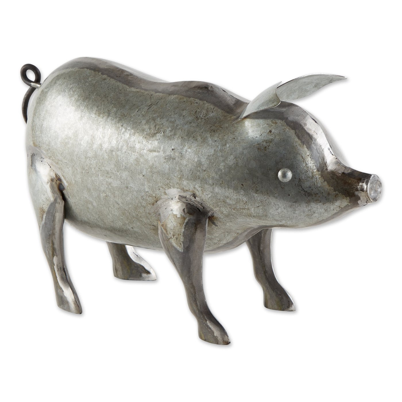 Whimsy Galvanized Pig Sculpture