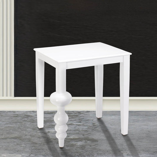 Milan White Mango Wood Accent Side Table Lacquer Coating