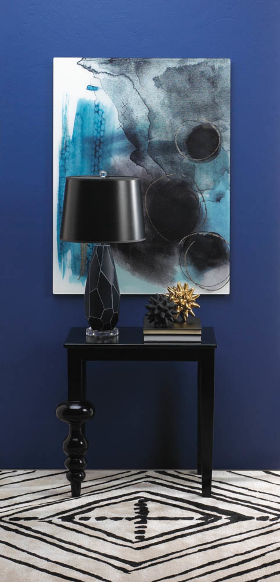 Milan Black Mango Wood Accent Side Table Lacquer Coating