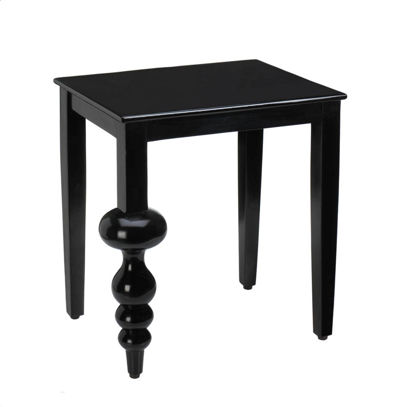 Milan Black Mango Wood Accent Side Table Lacquer Coating