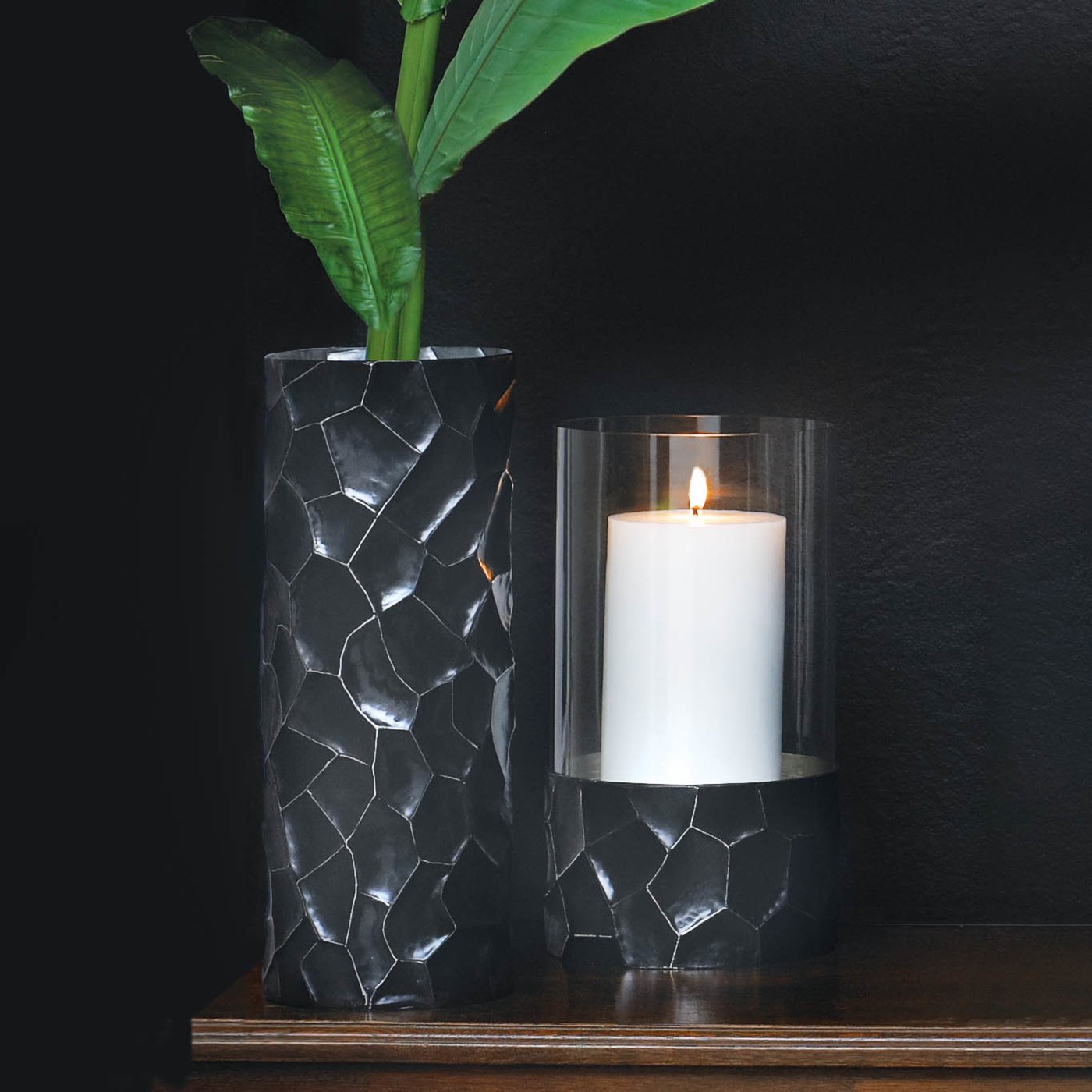 Black Gramercy Hammered Vase
