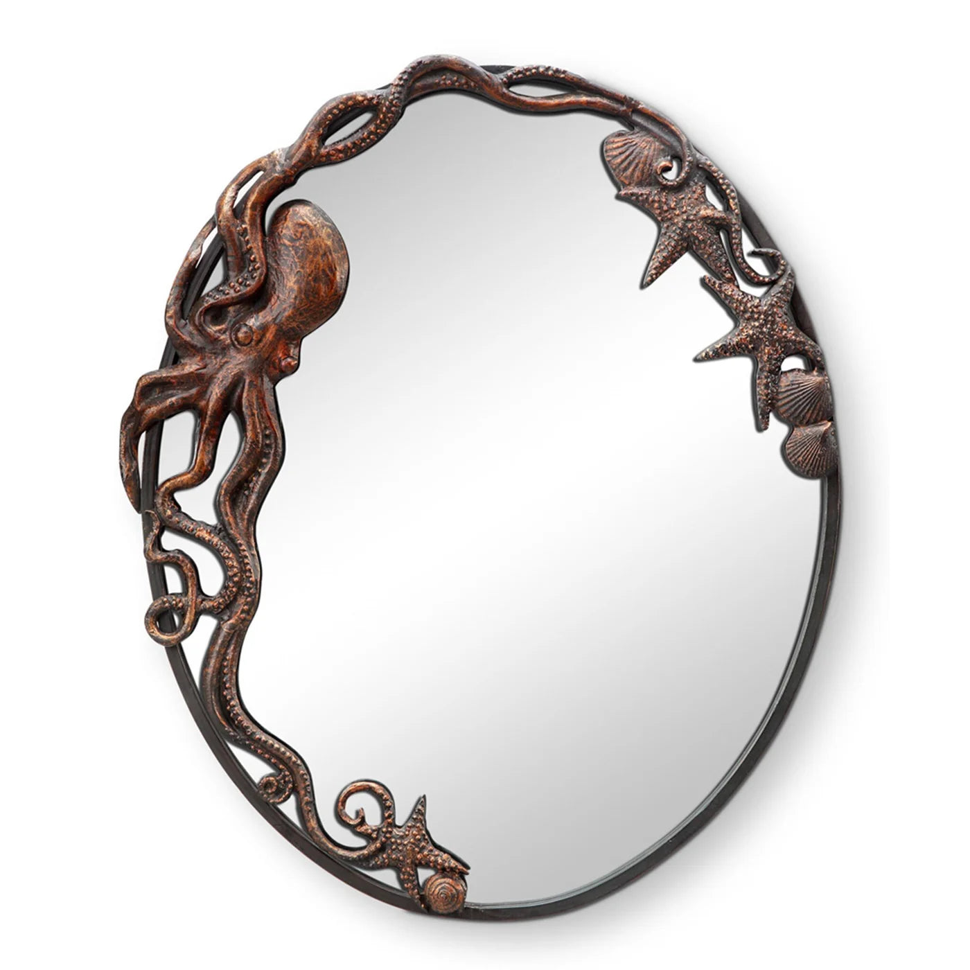 Bronze Octopus Oval Wall Mirror
