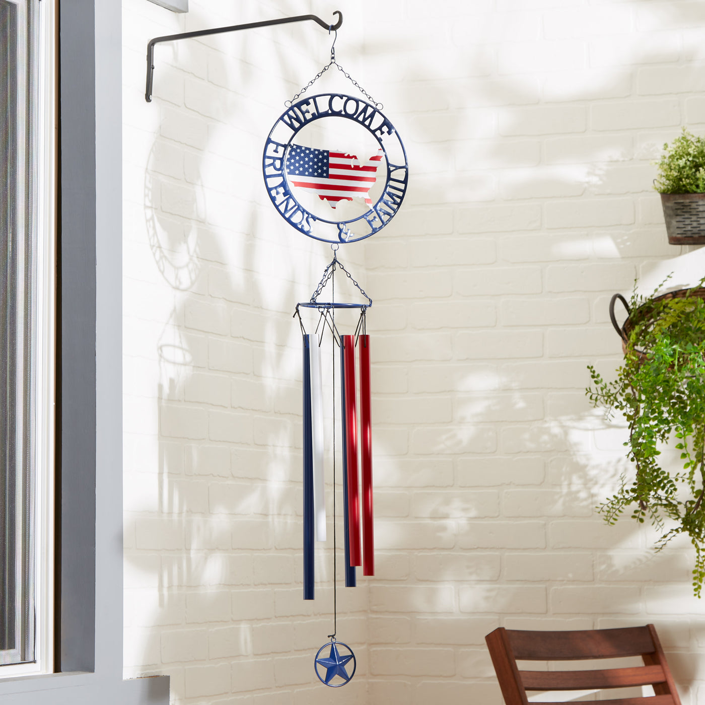 Patriotic Welcome Friends & Family Weathervane Wind Chime