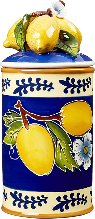 Blue Sky Ceramic Lemon Canister, Medium, Multicolor