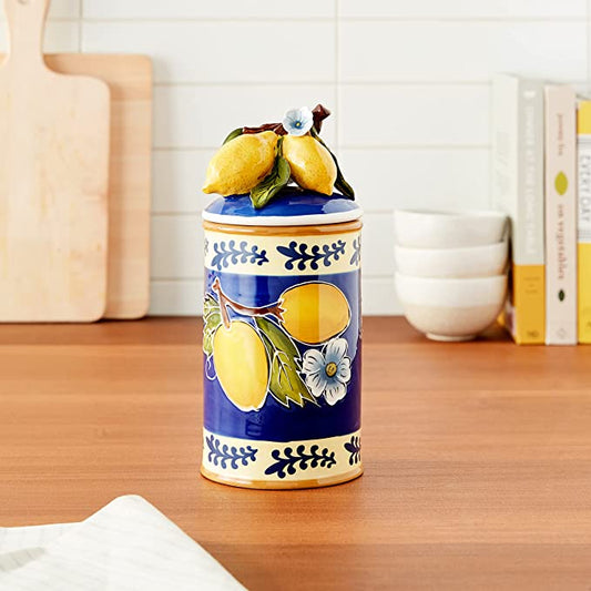 Blue Sky Ceramic Lemon Canister, Medium, Multicolor
