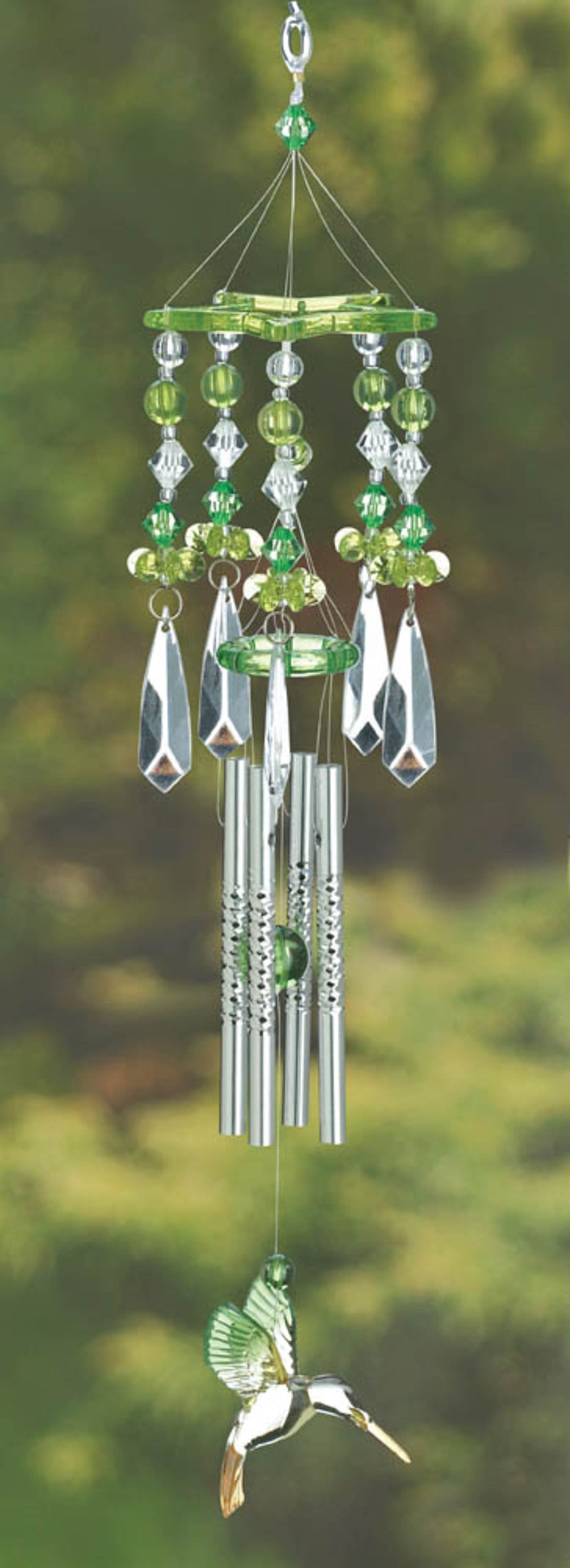 Metal with Acrylic Green hummingbird chimes Garden DÃ©cor