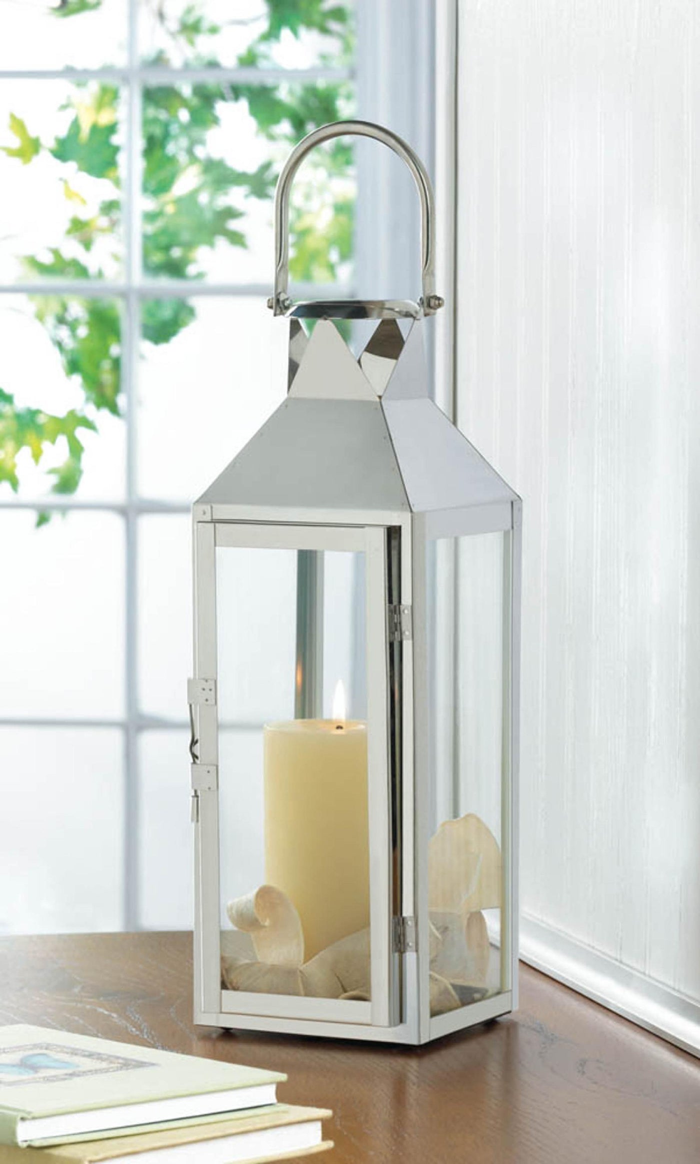 White Manhattan Candle Lantern