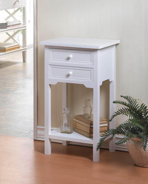 Classy White Side Table With Drawer