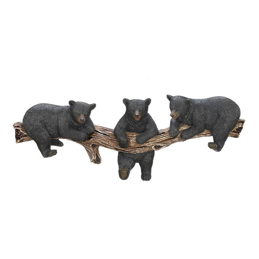 Black Bear Trio Hooks Wall Plaque