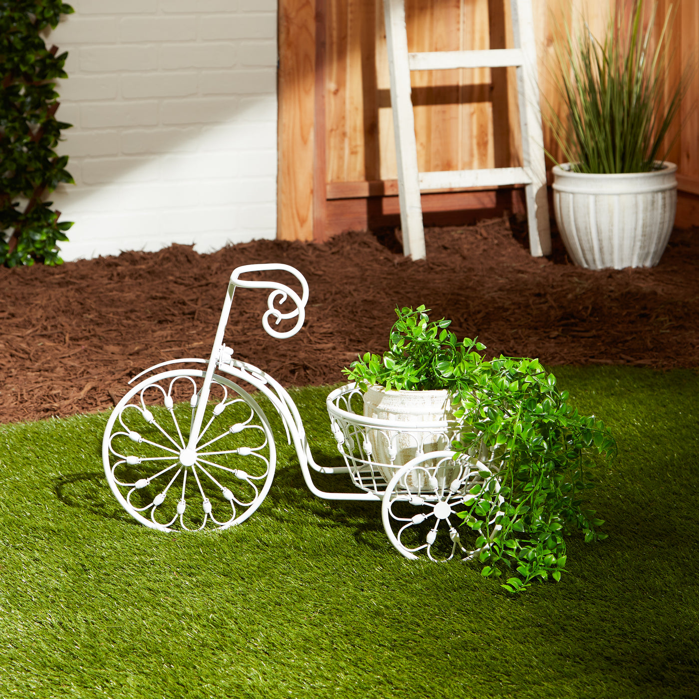 White Bicycle Indoor And Outdoor Planter