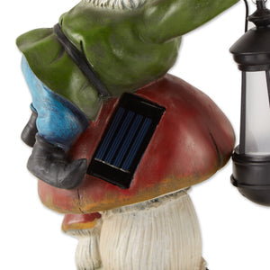 Gnome On Mushroom Solar Statue