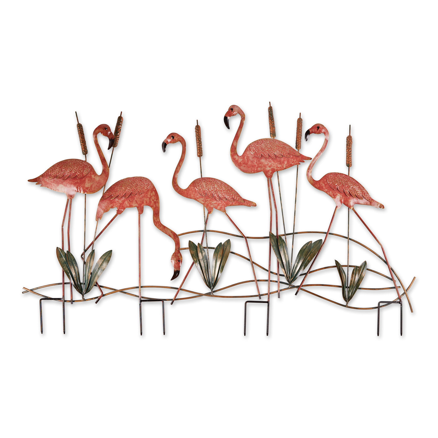 Multi Flamingo Garden Stake