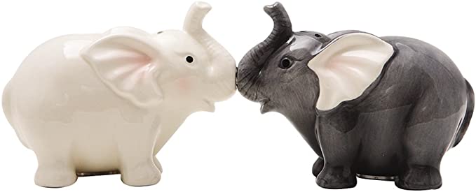 Magnetic Ceramic Elephant Salt and Pepper Shaker Set