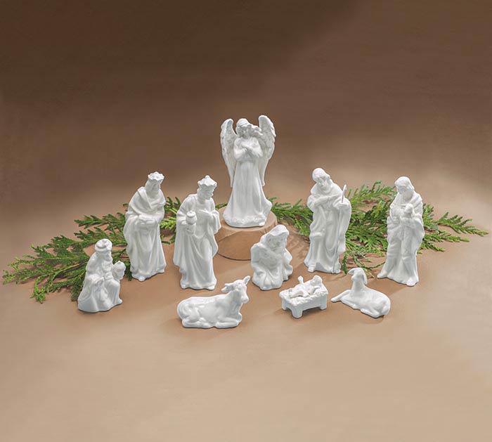 White Porcelain 10 Piece Nativity