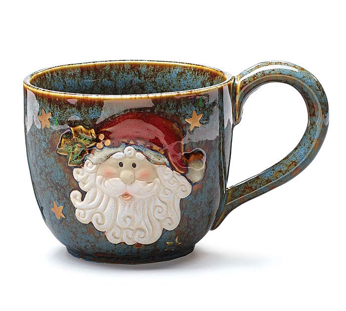 Santa Blue Soup Mug