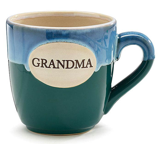 Grandma Teal Blue Glaze Porcelain Coffee Mug