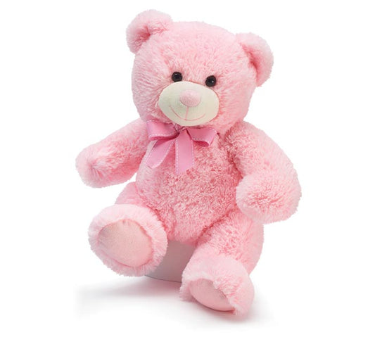 Sitting Pink Bear With Grosgrain Ribbon