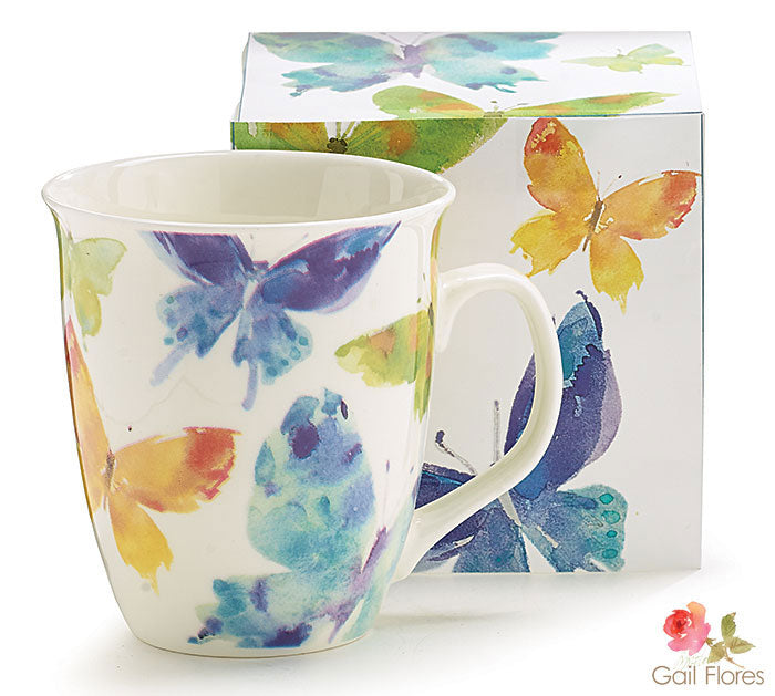 Woodland Butterflies Porcelain Coffee Mug