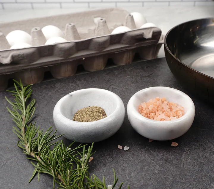 White Marble Herb Salt Bowls