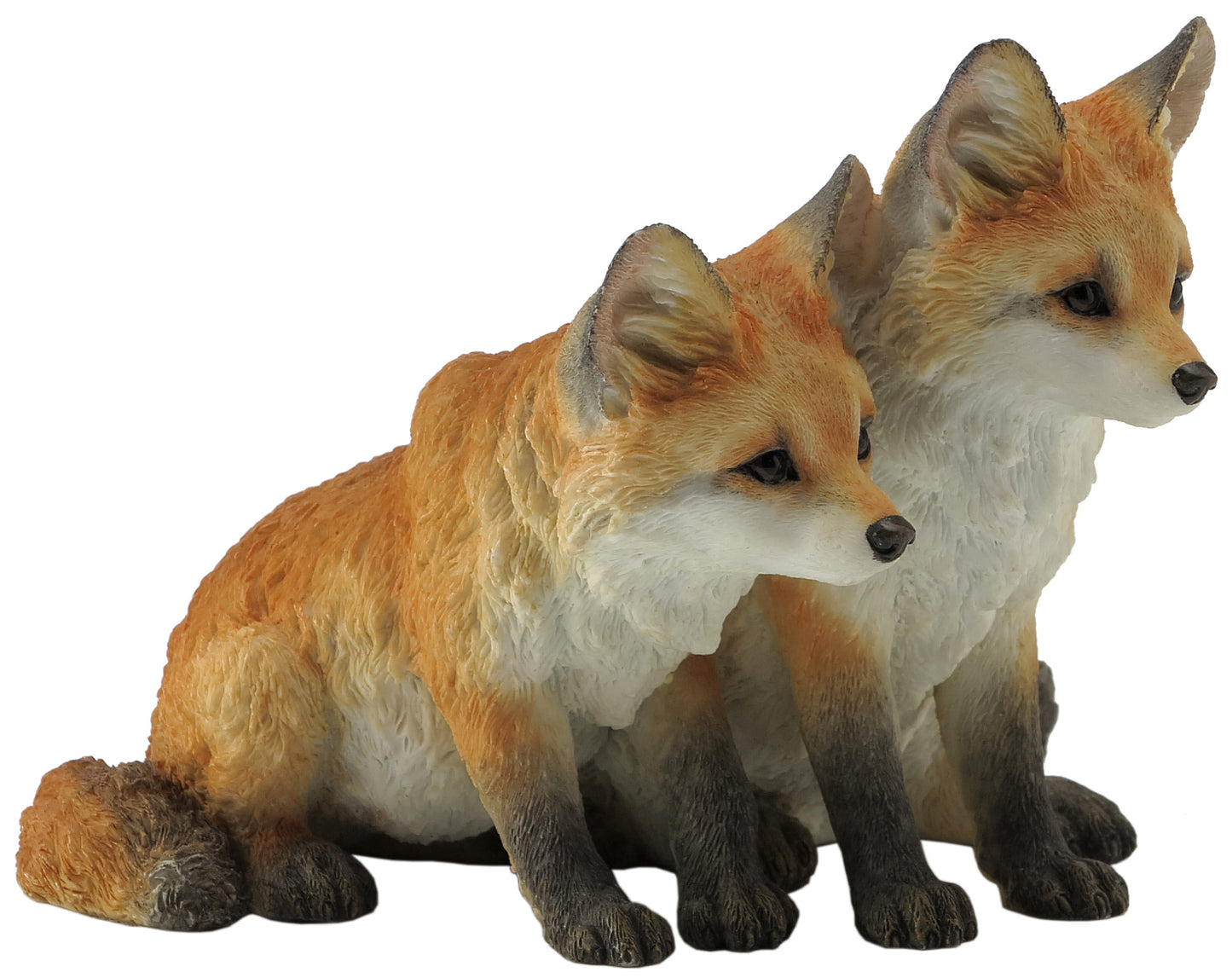 Orange Two Fox Pups Statue