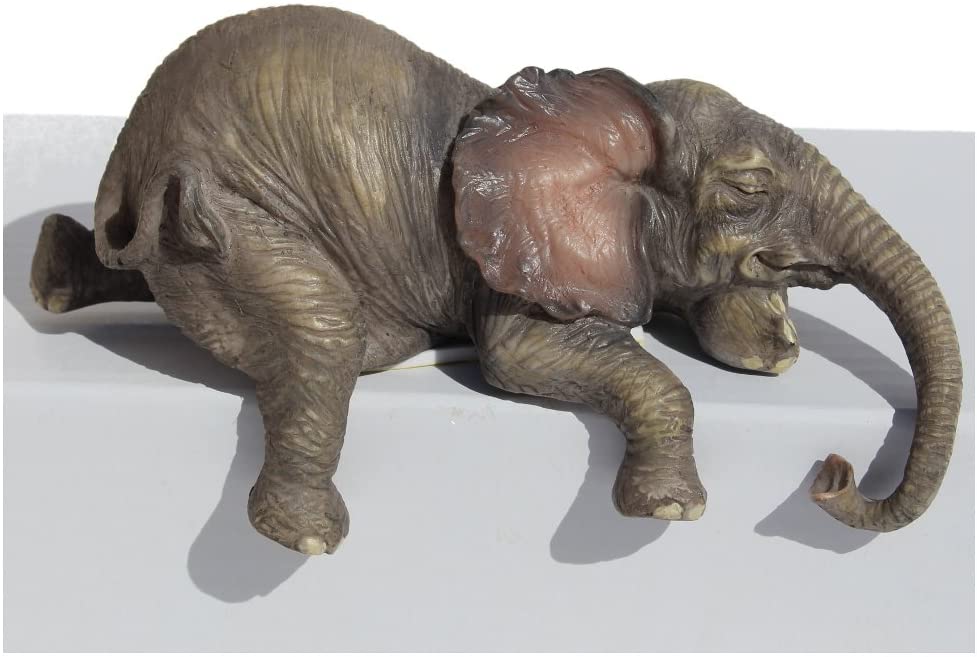 Adorable Lounging Baby Elephant Figurine